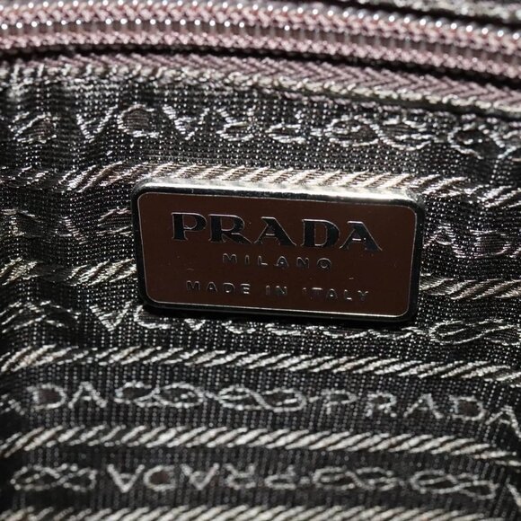 PRADA Hand Bag Nylon 2way Khaki Silver Auth BA4485 - Picture 13 of 16